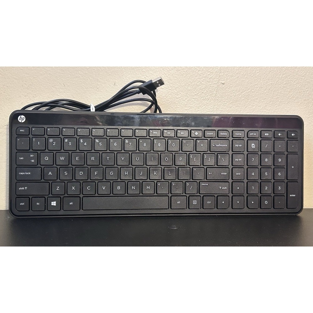 HP Slim Keyboard Wired TESTED SK-2028 Quiet Hewlett Packard Pavilion PC USB